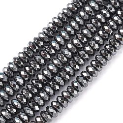 Chapelets de perles en hématite synthétique sans magnétiques, facette, rondelle, noir, 3x6mm, Trou: 1mm