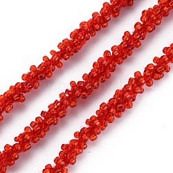 Полиэфирного корда, со стеклянными бисеринами, красные, 1/4 дюйм (5~6 мм)