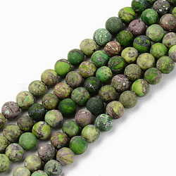 Brins de perles turquoises américaines naturelles, mat, teints et chauffée, ronde, verte, 4mm, Trou: 0.8mm, Environ 83~86 pcs/chapelet, 14.96 pouce (38 cm)