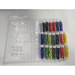 Nbeads 900pcs 10 Farben 2-Loch Glas Saatperlen, Deckfarben, Rechteck, Mischfarbe, 4.5~5.5x2x2~2.5 mm, Loch: 0.5~0. 8mm, über 90pcs / Farbe