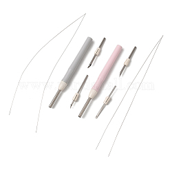 Kits d'outils de broderie au poinçon, y compris un stylo perforateur à poignée en plastique, aiguilles de rechange en acier inoxydable, enfileur de fil de fer, couleur aléatoire