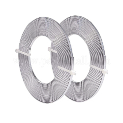 Benecreat 10 m (33 pies) 3 mm de ancho alambre plano de aluminio plateado anodizado alambre artístico plano para joyería artesanal fabricación de abalorios, 5 m / rollo