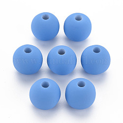 Gummierten Stil Acryl-Perlen, Runde, königsblau, 15.5x14.5 mm, Bohrung: 3.5 mm