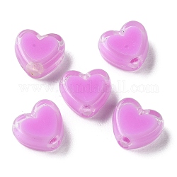Herz Acryl-Perlen, Perle in Perlen, Magenta, 7x8x4 mm, Bohrung: 1.8 mm, ca. 2777 Stk. / 500 g