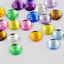 Cabochons de acrílico del Diamante de imitación de Taiwán, la espalda plana y facetas, medio redondo / cúpula, color mezclado, 20x6mm