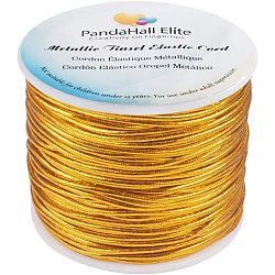 Pandahall elite 1 rollo 50 m / rollo 2 mm redondo elástico cordón de cuerda para pulsera neckelace diy fabricación de joyas, vara de oro