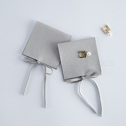 Bolsas de regalo de almacenamiento de joyería de microfibra, bolsas de sobre con tapa de solapa, para la joya, reloj de embalaje, cuadrado, gris, 6x6 cm
