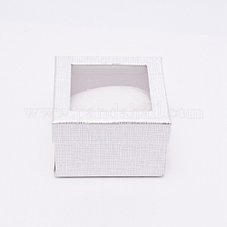 Boîte-cadeau en papier pour montre, avec éponge et fenêtre transparente, carrée, couleur d'argent, 9x9x6 cm