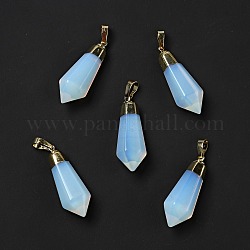 Opalite Pointed Pendants, with Golden Tone Brass Findings, Bullet, 35~36.5x13~13.5x12mm, Hole: 5x7mm