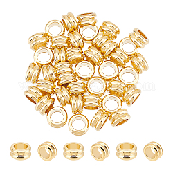 Unicraftale 40pcs 304 perles rainurées en acier inoxydable, colonne, véritable 24k plaqué or, 8x4mm, Trou: 5mm