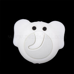 Food Grade Eco-Friendly Silicone Focal Beads, Chewing Beads For Teethers, DIY Nursing Necklaces Making, Elephant, White, 20x24x15.5mm, Hole: 2mm