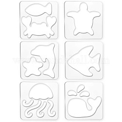 Globleland 6 regla de patchwork para coser tortugas, cangrejos, delfines, ballenas, regla de costura de patchwork y regla de acrílico transparente para coser tela, manualidades, accesorios de acolchado