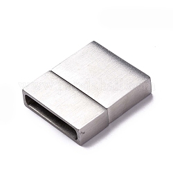 304 chiusura magnetica in acciaio inossidabile con estremità incollate, rettangolo, colore acciaio inossidabile opaco, 24~25.5x22x6mm, Foro: 4x20 mm
