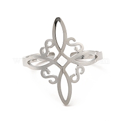 304 anneau de manchette ouvert noeud marin en acier inoxydable, anneau large creux pour hommes femmes, couleur inoxydable, nous taille 10 (19.8 mm)