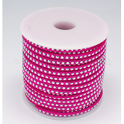 Rivet Faux Suede Cord, Faux Suede Lace, with Aluminum, Deep Pink, 3x2mm, about 20yards/roll