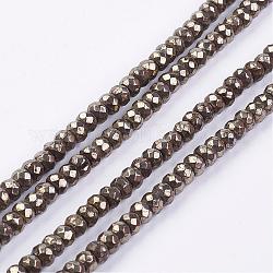 Filamenti di perline di pirite naturale, sfaccettato, rondelle, 4x3mm, Foro: 1 mm, circa 120pcs/filo, 15.7 pollice