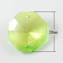 Transparent Acrylic Links, Faceted, Octagon, Light Green, 28x28x12mm, Hole: 2mm, about 115pcs/500g