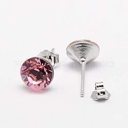 Austrian Crystal Stud Earrings, with 925 Sterling Silver Earring Posts, 223_Light Rose, 16x7mm, Pin: 0.8mm