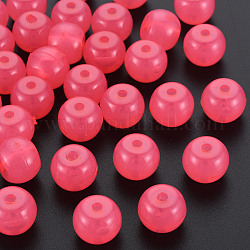 Abalorios de acrílico de la jalea de imitación, barril, color de rosa caliente, 13x10.5mm, agujero: 2.5 mm, aproximamente 375 unidades / 500 g