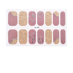 Полные наклейки для лака для ногтей, самоклеящийся, для дизайна ногтей наклейки маникюр советы украшения, розово-коричневый, 14шт / лист
