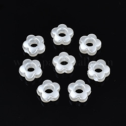 Abalorios de imitación de plástico ABS, flor, blanco cremoso, 9x9x4mm, agujero: 1.4 mm, aproximamente 3840 unidades / 500 g