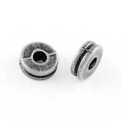 Distanziali in lega rotonda e piatta perline stile tibetano,  cadmio& piombo libero, argento antico, 6x3mm, Foro: 1.5 mm