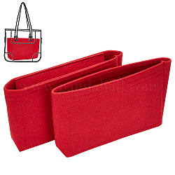 Inserti organizer per borse in feltro di lana, per accessori borsa a secchiello, rettangolo, rosso, prodotto finito: 22.5x14x9.4 cm