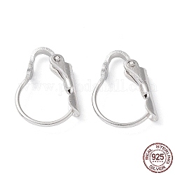 Accessoires pour boucles d'oreilles dormeuses en argent sterling plaqué rhodium, Platine plaqué réel, 925mm, Trou: 14.5x11x3mm, pin: 2.5 mm