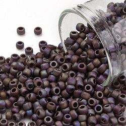 Cuentas de semillas redondas toho, Abalorios de la semilla japonés, (406f) sangre de buey opaco-mate-arcoíris, 8/0, 3mm, agujero: 1 mm, aproximamente 1110 unidades / 50 g