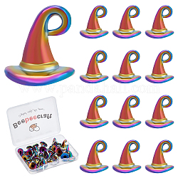 Beebeecraft 30Pcs/Box Wizard Hat Charms Rainbow 3D Magic Hat Charms Pendants Halloween Christmas Theme Jewelry Making Findings for DIY Earrings Bracelets Necklace