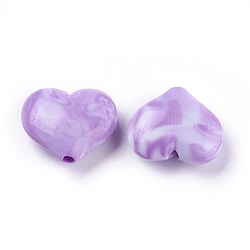 Perles en acrylique imitation pierre précieuse, cœur, violette, 20x23x8~8.5mm, trou: 2.5~2.8 mm, environ 230 pcs / 500 g