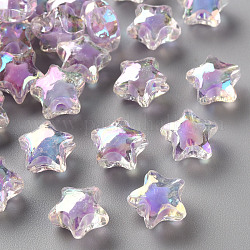 Perles en acrylique transparente, Perle en bourrelet, couleur ab , facette, étoiles du nord, lilas, 10.5x11x7mm, Trou: 2mm, environ 1280 pcs/500 g