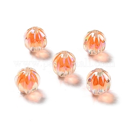 Perles acryliques irisées arc-en-ciel à placage uv bicolore, citrouille, orange, 15.5x14.5~15mm, Trou: 2.7~2.8mm