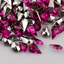 Garment Accessories Pointed Back Taiwan Acrylic Rhinestone Cabochons, Faceted Teardrop, Medium Violet Red, 10x6x4mm