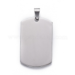201 Stainless Steel Stamping Blank Tag Pendants, Rectangle, Stainless Steel Color, 40x25x1.5mm, Hole: 4x9mm