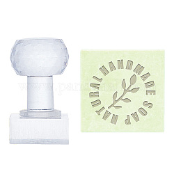 Sellos de jabón acrílico transparente, suministros de moldes de jabón diy, cuadrado, hoja, 60x38x38mm, patrón: 35x35 mm