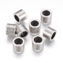 304 Stainless Steel Beads, Large Hole Beads, Column, Antique Silver, 10x8mm, Hole: 6.5mm