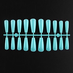 Однотонные пластиковые бесшовные накладные ногти, инструмент для маникюра для ногтей, бирюзовые, 26~32x6~13 мм, 20 шт / комплект.