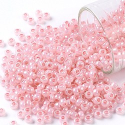 Toho perles de rocaille rondes, Perles de rocaille japonais, (908) perle de Ceylan rose pâle, 8/0, 3mm, Trou: 1mm, à propos 222pcs / bouteille, 10 g / bouteille