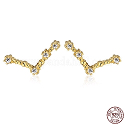 Boucles d'oreilles à clous constellation en zircone cubique, boucles d'oreilles dorées 925 en argent sterling, Aries, 11.5x5.5mm
