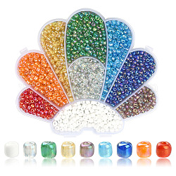 1730pcs 9 style 6/0 perles de rocaille rondes en verre, couleurs transparentes arc-en-ciel et couleurs opaques, couleur mixte, 4mm, Trou: 1.5mm