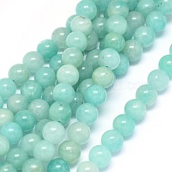 Chapelets de perles en amazonite naturelle, ronde, 8mm, Trou: 0.8mm, Environ 50 pcs/chapelet, 15.3~15.9 pouce (39~40.5 cm)