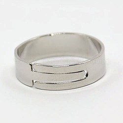 DIY Jewelry Adjustable Finger Rings Components Iron Ring Findings, Nickel Free, Platinum, 17mm