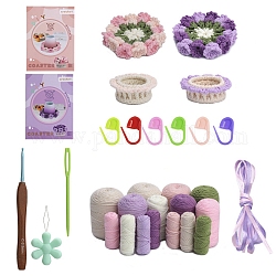 May Lily of Valley Coaster Knitting Kits for Beginners, Flower Cup Mat Crochet Starter Kits with Instructions, Mixed Color, Finish Product: 10x10x9cm