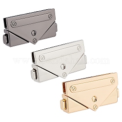 Wadorn 3 ensembles 3 couleurs accessoires de sac de verrouillage en alliage de zinc, avec 2 vis et 1 joints, couleur mixte, 2.85x5.45x1.05 cm, 1set / couleur