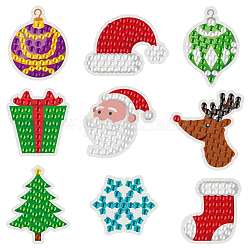 Christmas Theme DIY Diamond Painting Stickers Kits For Kids, with Rhinestones and Diamond Painting Tools, Bells & Christmas Hat & Gifts & Santa Claus & Elk & Christmas Tree & Snowflakes & Socks, Mixed Color, 23x8x2.4cm