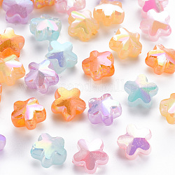 Perles en acrylique de gelée d'imitation, de couleur plaquée ab , fleur, couleur mixte, 11x12x7.5mm, Trou: 2.5mm, environ 890 pcs/500 g