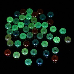 Leuchtende, regenbogenfarbene, irisierende europäische Acrylperlen, Glitzerperlen, Großloch perlen, Leuchten im Dunkeln, Rondell, Mischfarbe, 14x9 mm, Bohrung: 5 mm