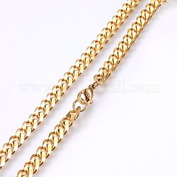 Collares de cadena de bordillo de 304 acero inoxidable, con cierre de langosta, dorado, 19.69 pulgada (50 cm), 5x2mm