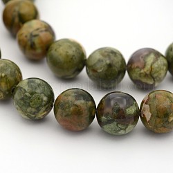 Jaspe rhyolitique naturel brins de perles rondes, 6mm, Trou: 1mm, Environ 31 pcs/chapelet, 7.5 pouce